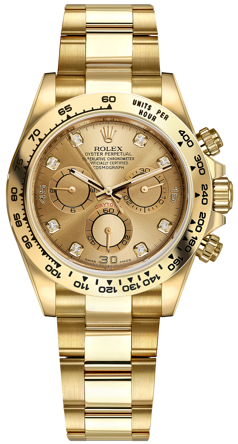 Rolex Cosmograph Daytona Yellow Gold 116508 Champagne Diamond Oyster